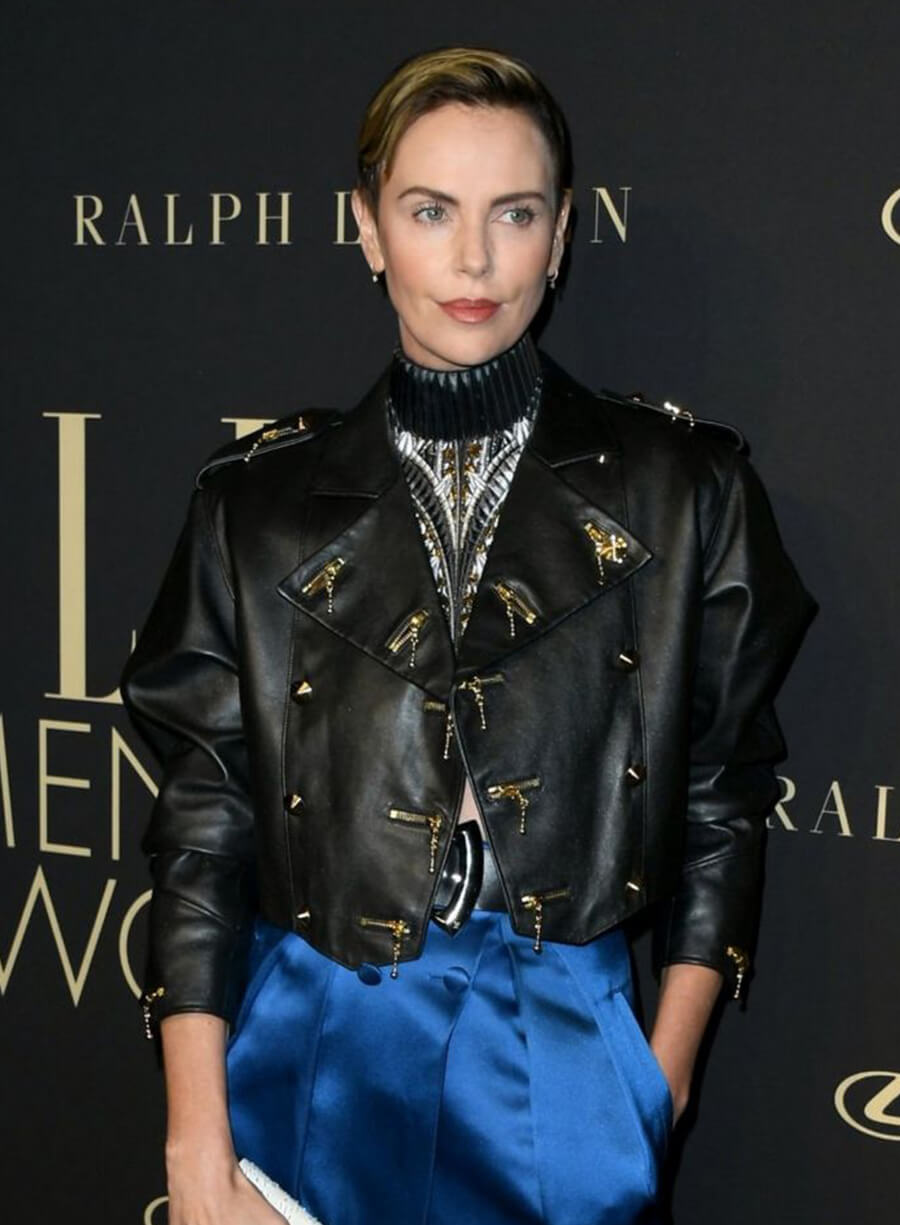 Charlize Theron Black Leather Jacket