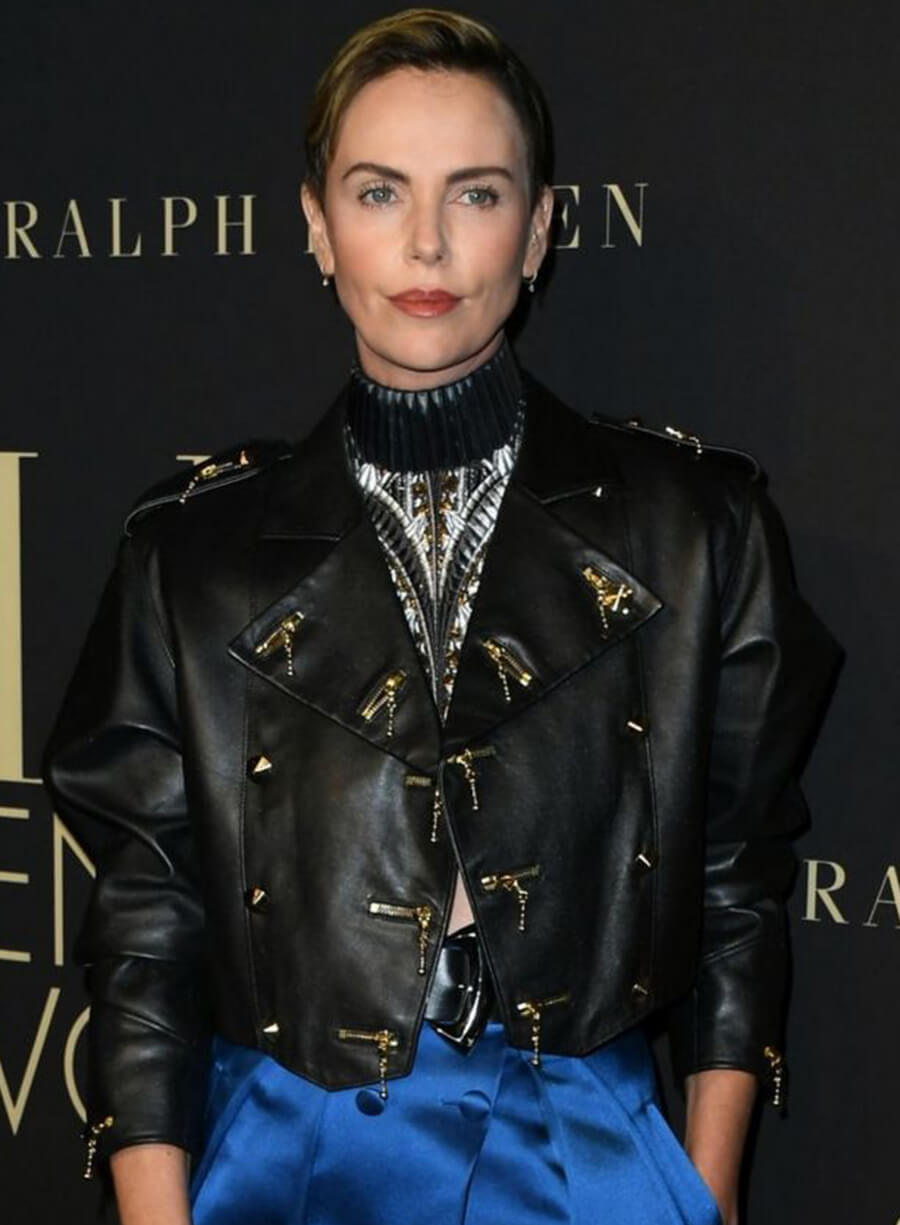 Charlize Theron Black Leather Jacket