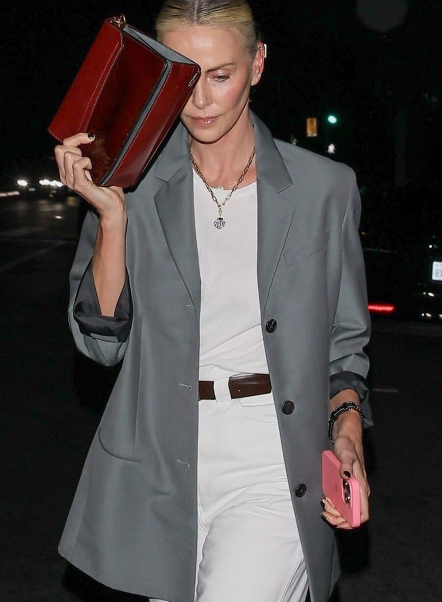 Charlize Theron Grey Blazer
