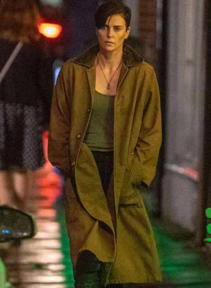 Charlize Theron The Old Guard Brown Coat