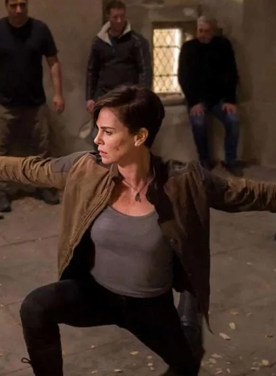 Charlize Theron The Old Guard Brown Jacket