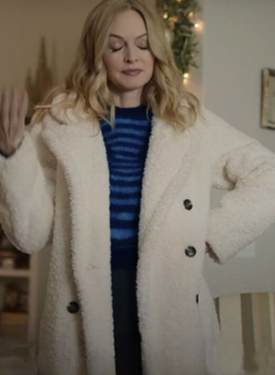 Charlotte Sanders Best Christmas Ever White Teddy Coat
