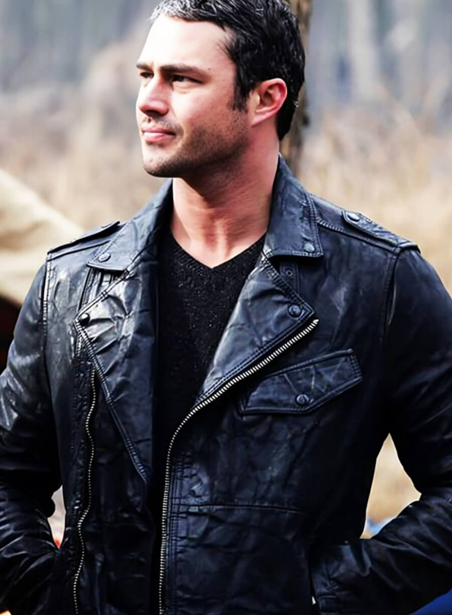 Chicago Fire Kelly Severide Black Leather Biker Jacket