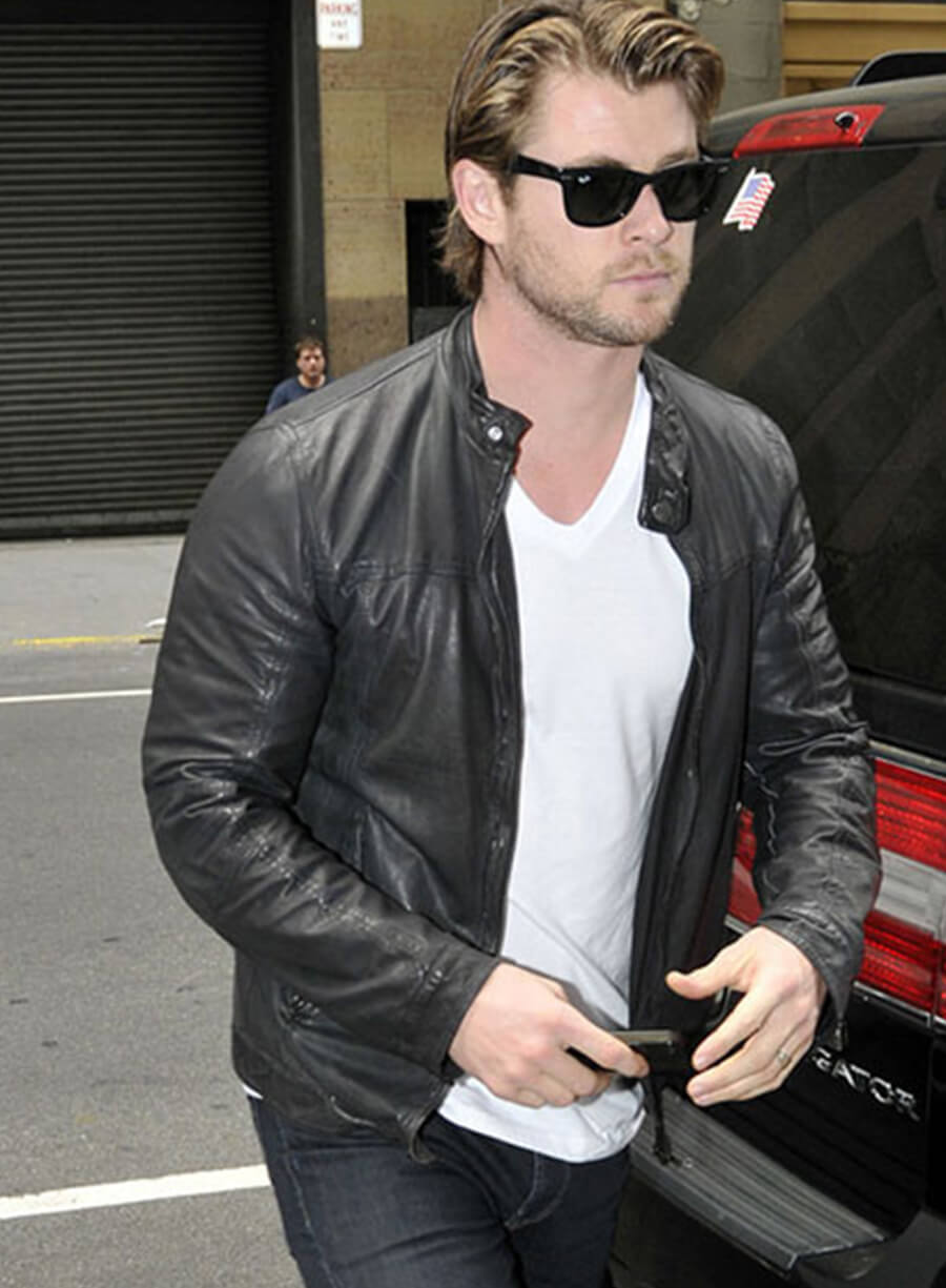 Chris Hemsworth Black Leather Jacket