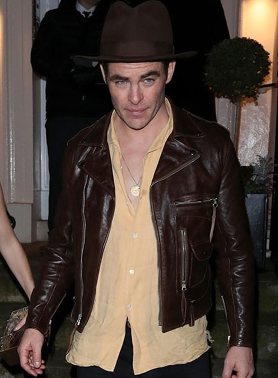 Chris Pine Brown Leather Jacket
