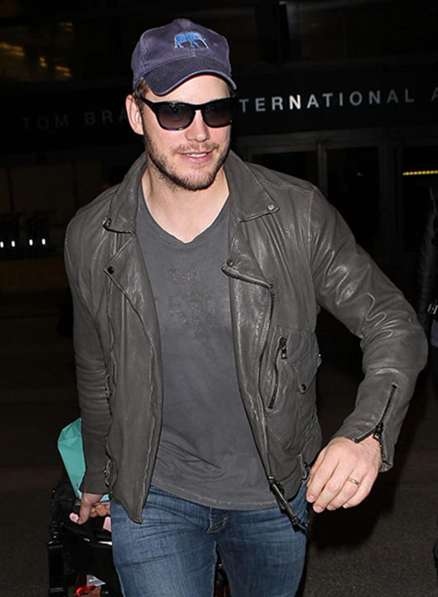 Chris Pratt Grey Leather Jacket