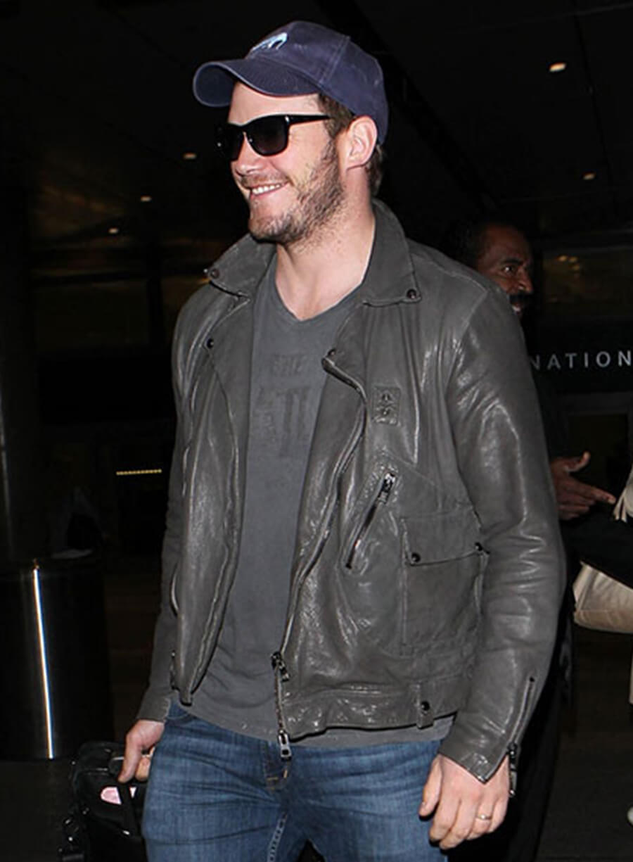 Chris Pratt Grey Leather Jacket