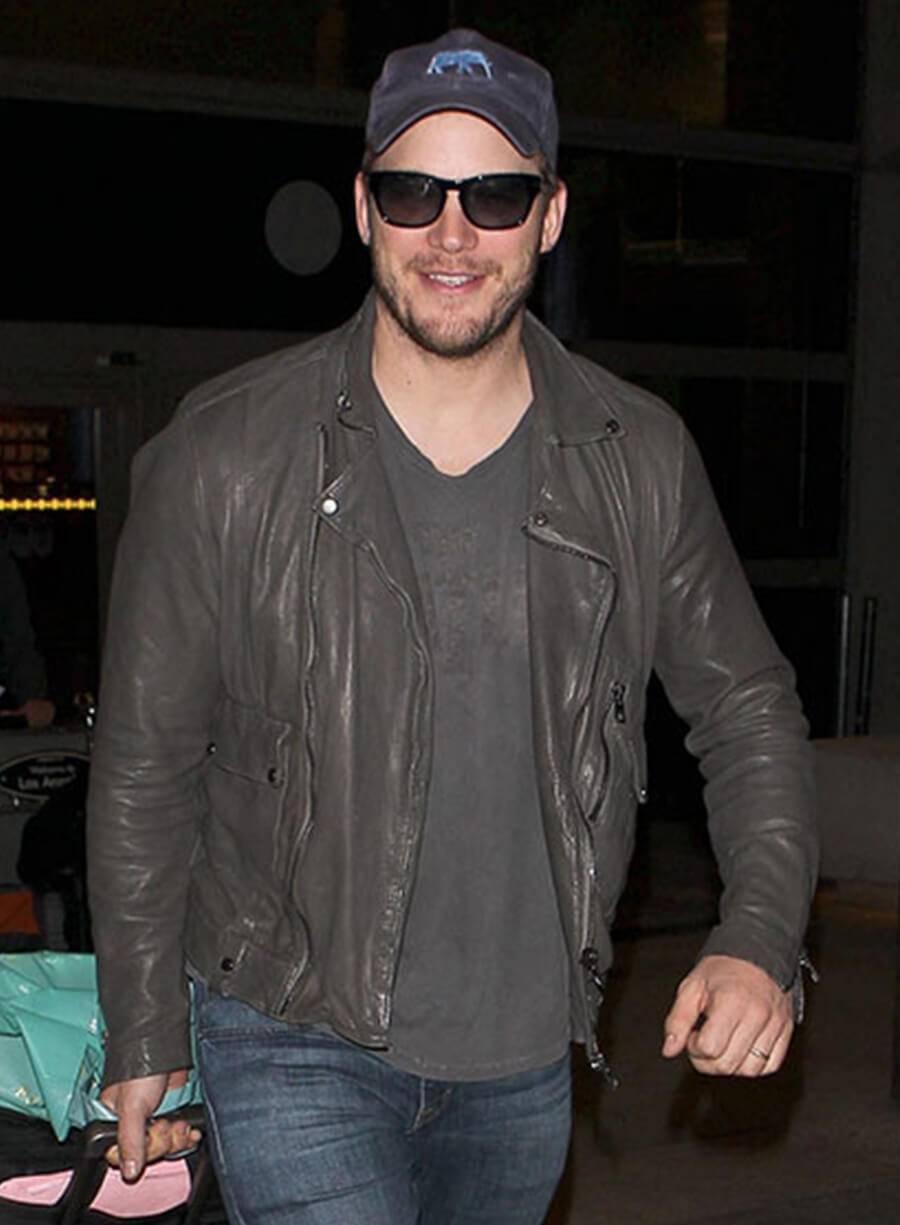 Chris Pratt Grey Leather Jacket