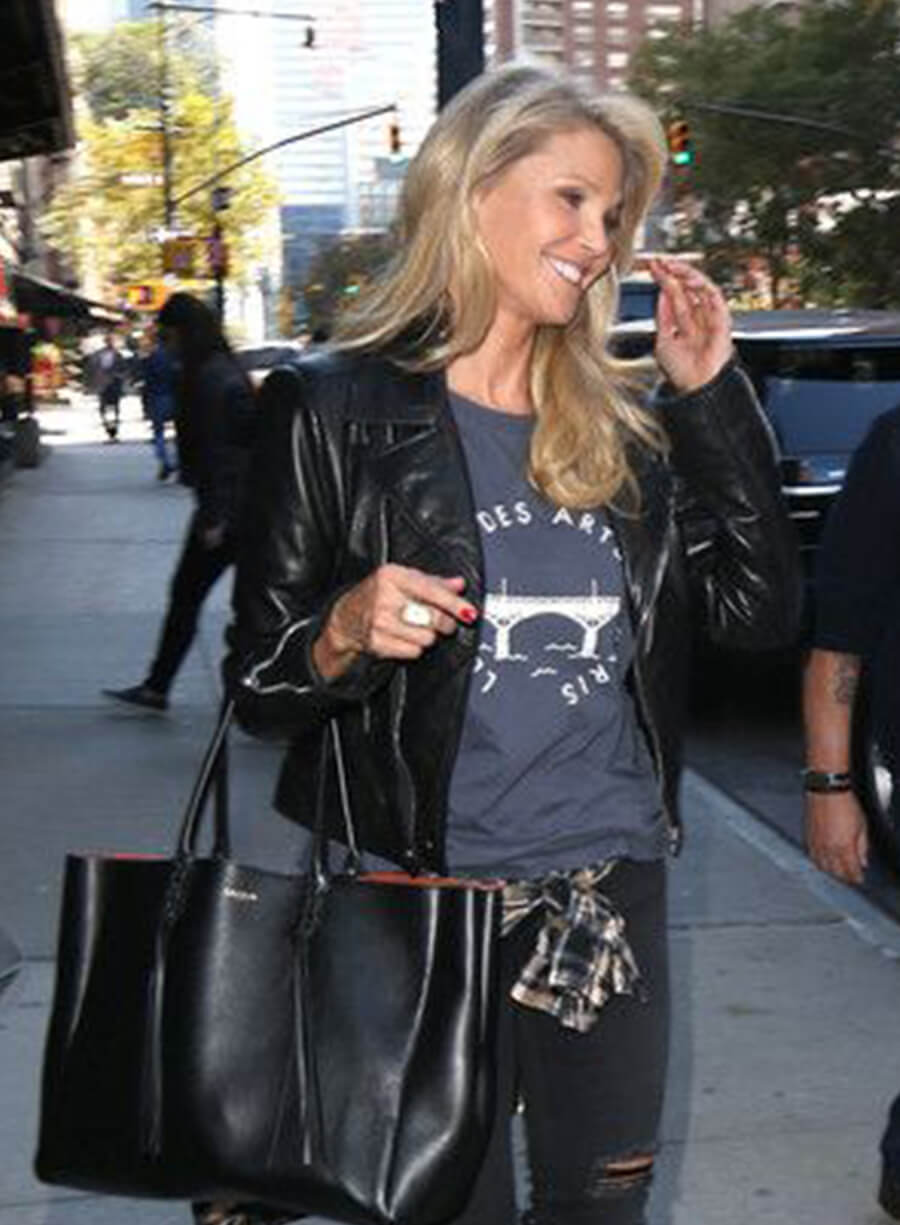 Christie Brinkley Black Leather jacket