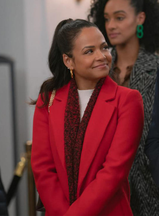 Christina Milian Meet Me Next Christmas Red Wool Coat