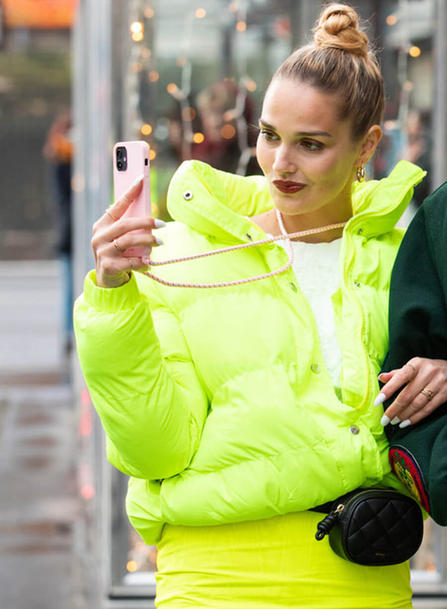 Christmas Flow Camille Lou Chartreuse Green Puffer Jacket