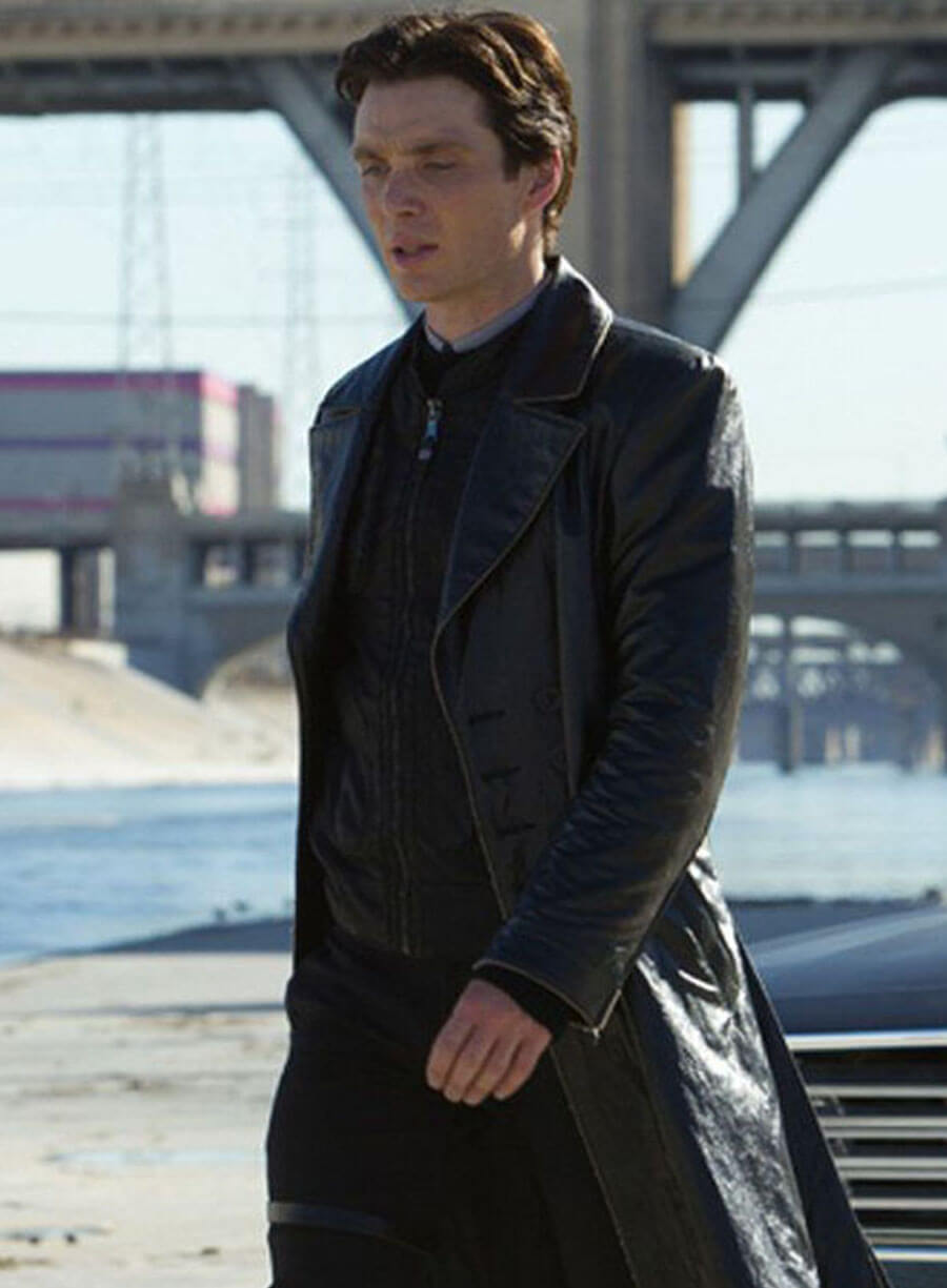 Cillian Murphy In Time Leather Black Long Coat