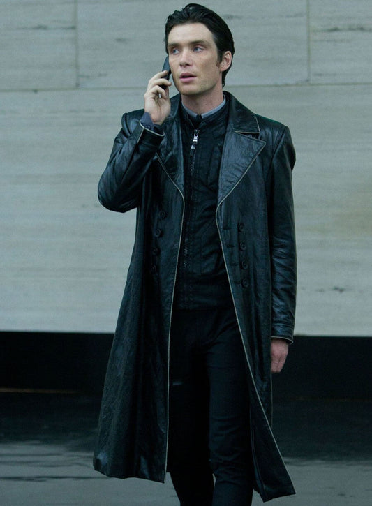 Cillian Murphy In Time Leather Black Long Coat