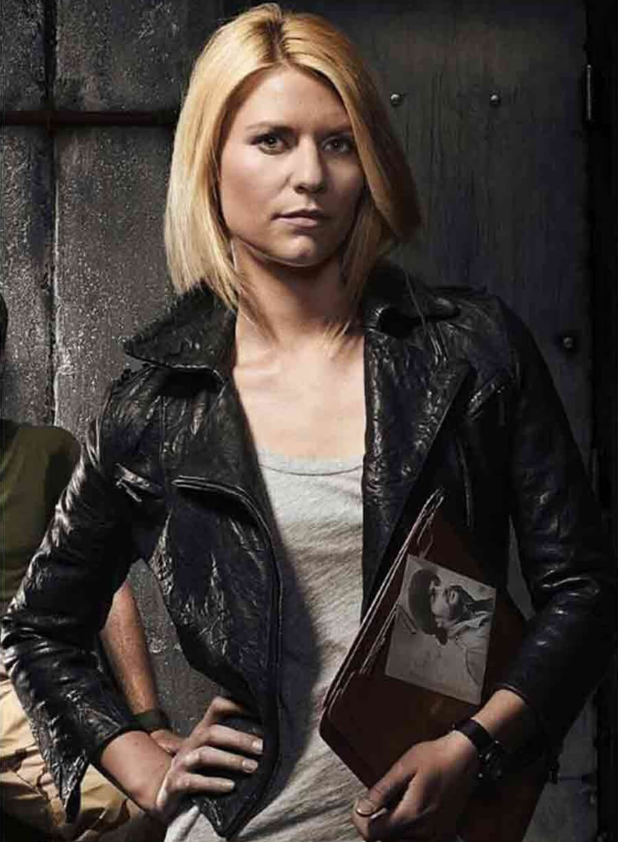 Claire Danes Homeland Black Leather Jacket