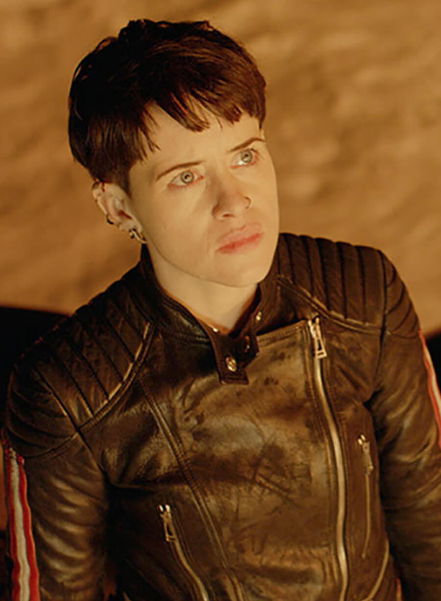 Claire Foy The Girl in the Spider's Web black Leather Jacket