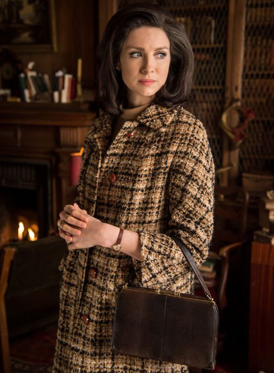 Claire Fraser Outlander Brown Tweed Coat