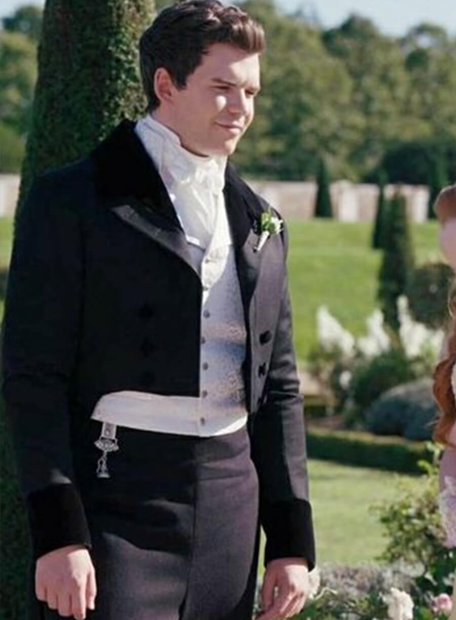 Colin Bridgerton Luke Newton Black Wool Tailcoat