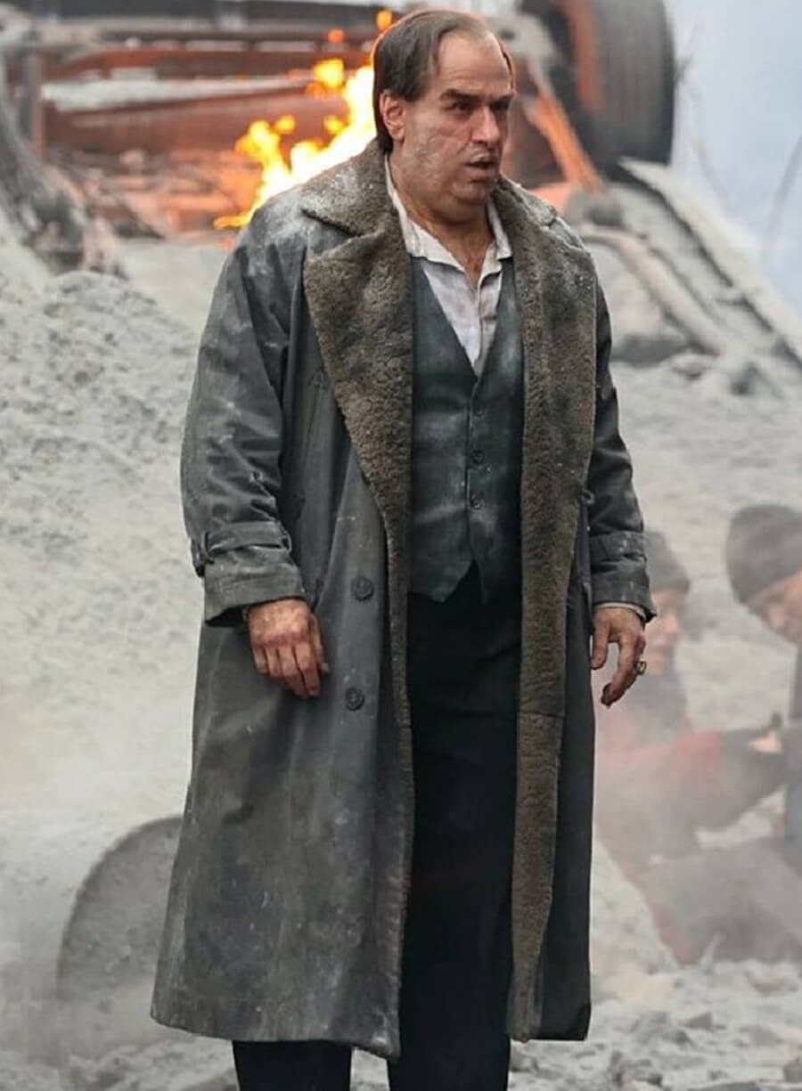 Colin Farrell The Penguin 2024 Grey Shearling Coat