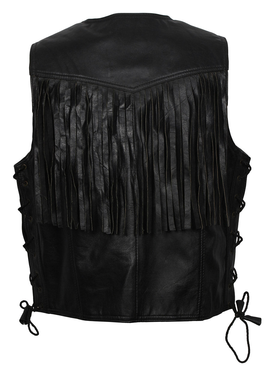 Cowboy Fringe Men Leather Vest