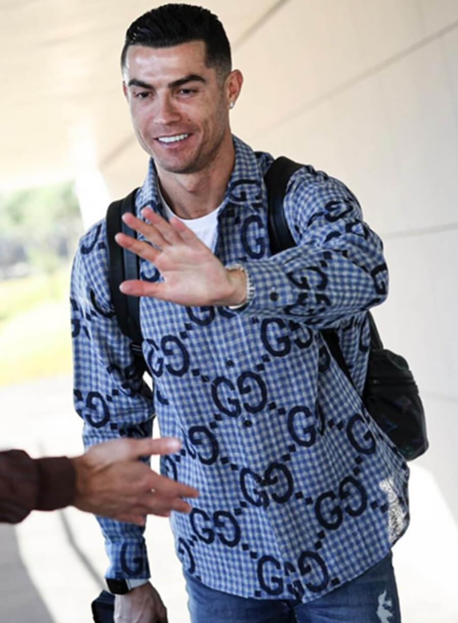 Cristiano Ronaldo Blue Checked Shirt