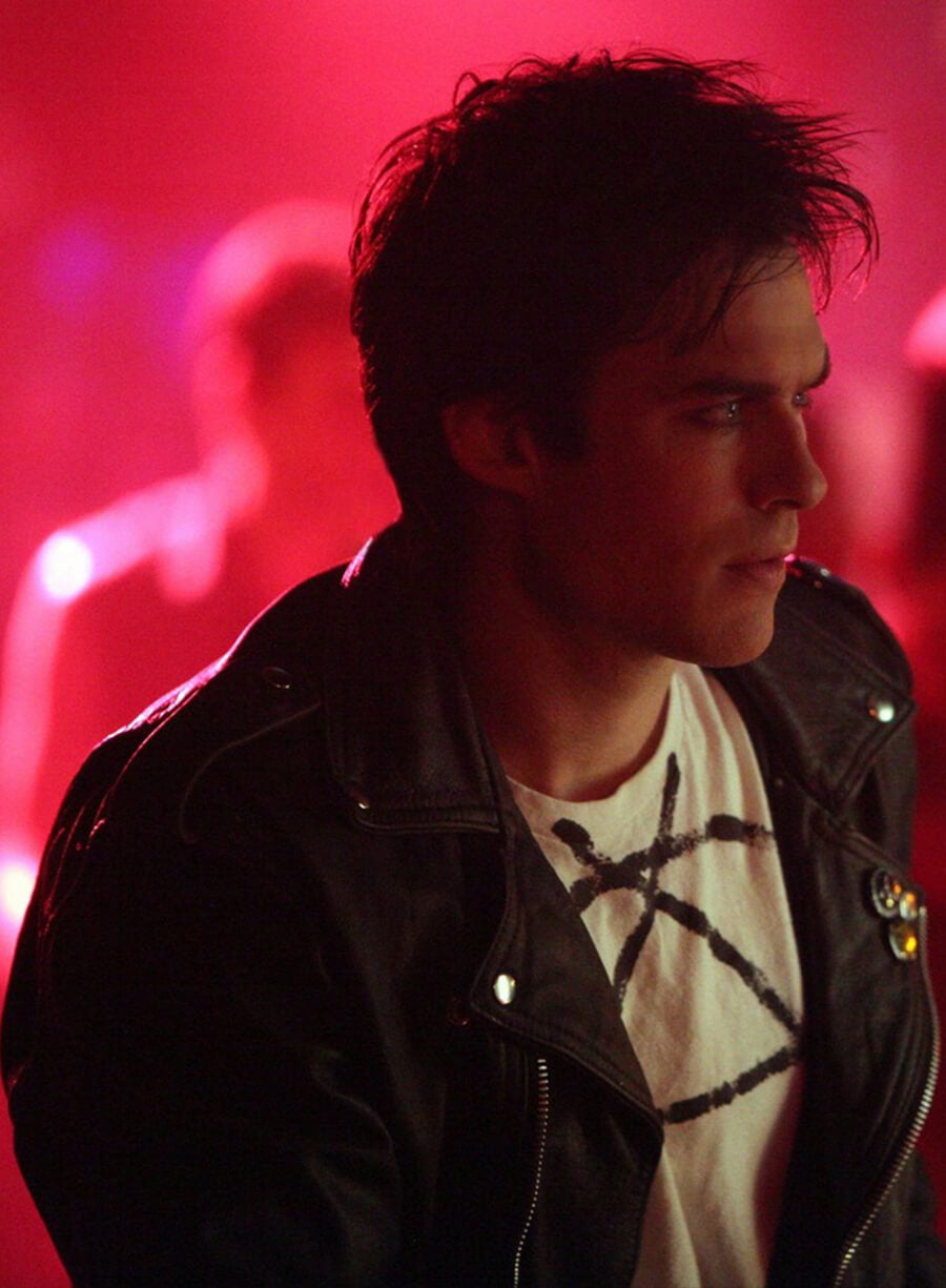 Damon Salvatore The Vampire Diaries S04 Black Biker jacket
