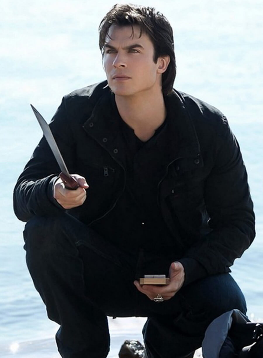 Damon Salvatore The Vampire Diaries S04 Black Jacket