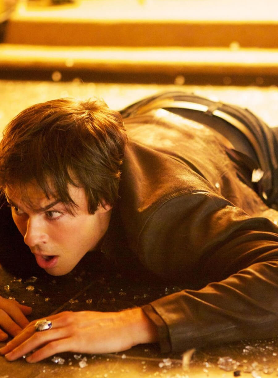 Damon Salvatore The Vampire Diaries S04 Brown Suede Jacket