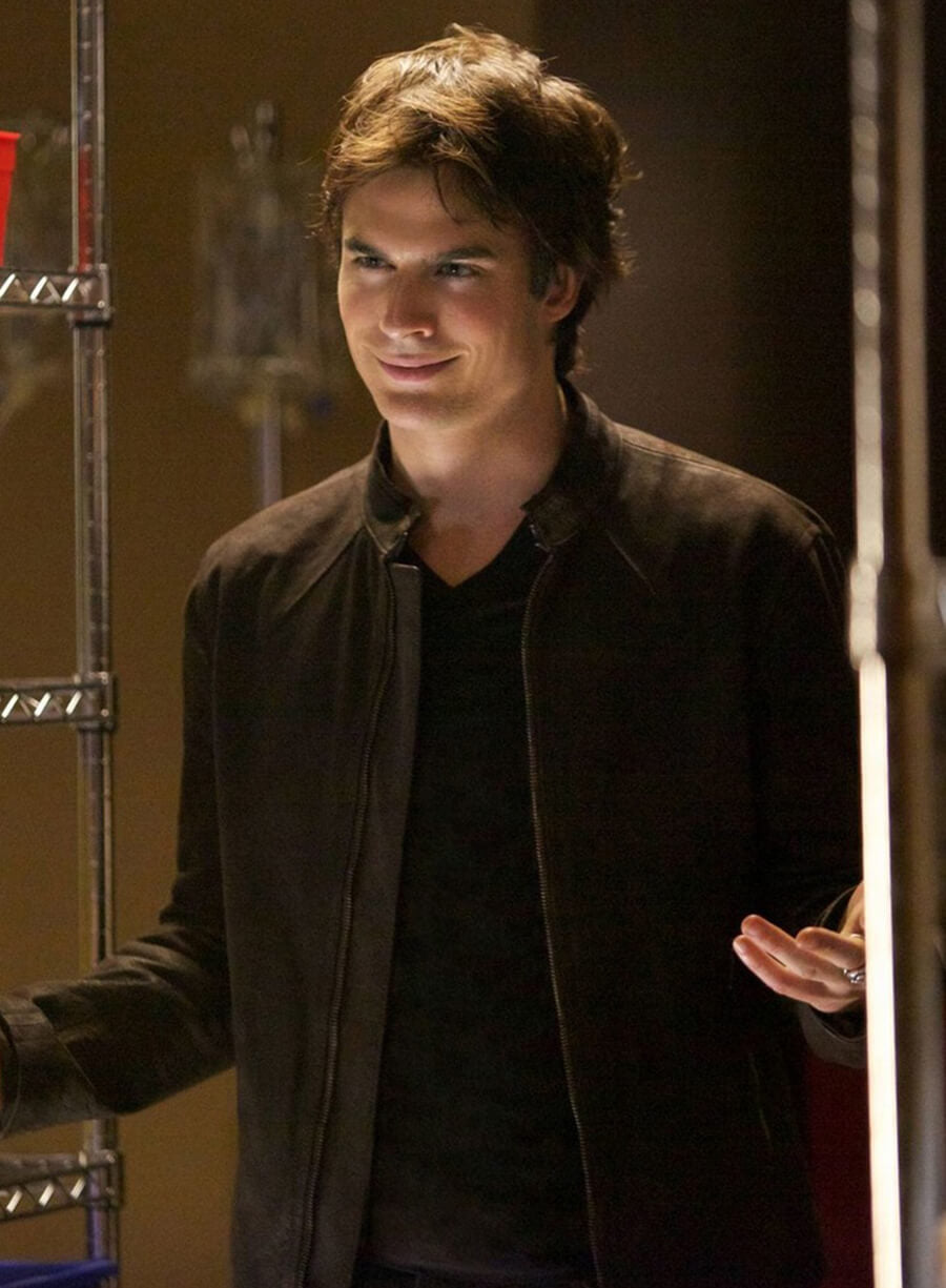 Damon Salvatore The Vampire Diaries S04 Brown Suede Jacket