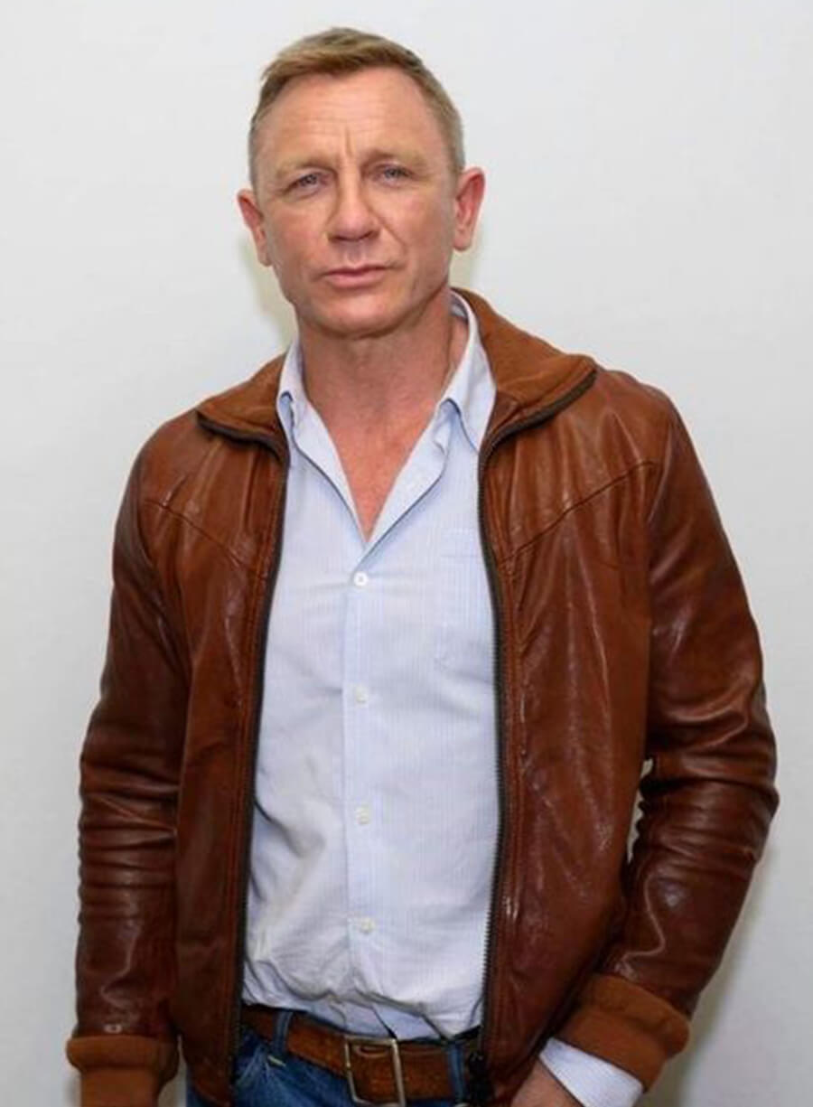 Daniel Craig Knives Out Brown Leather Jacket