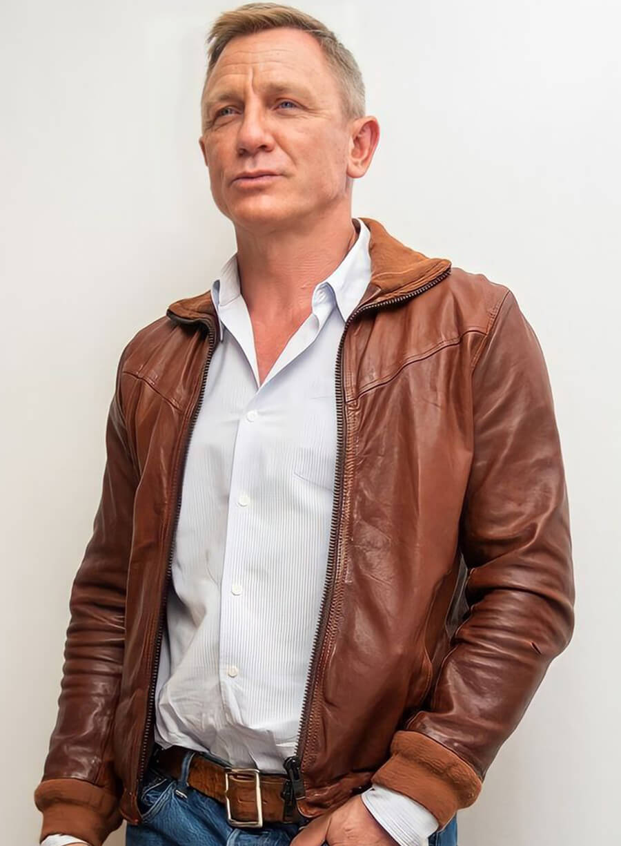 Daniel Craig Knives Out Brown Leather Jacket