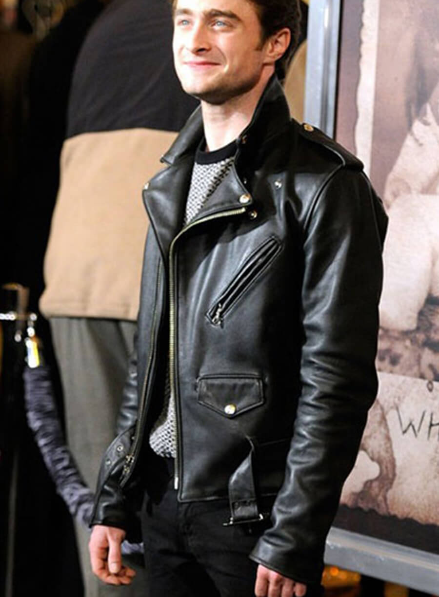 Daniel Radcliffe Black Biker Leather Jacket