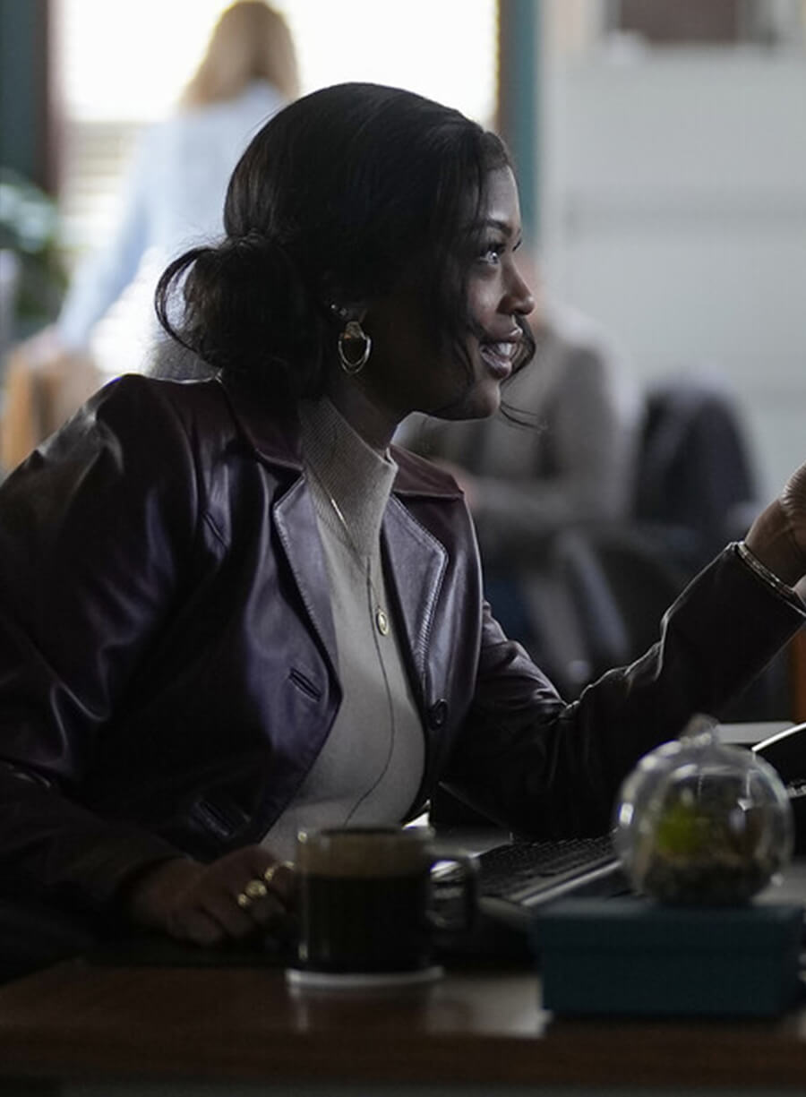 Daphne Forrester High Potential Burgundy Leather Blazer