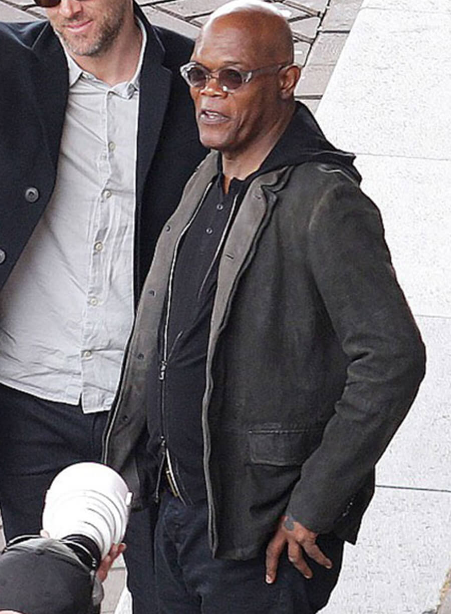 Darius Kincaid The Hitman’s Bodyguard Black Leather Blazer