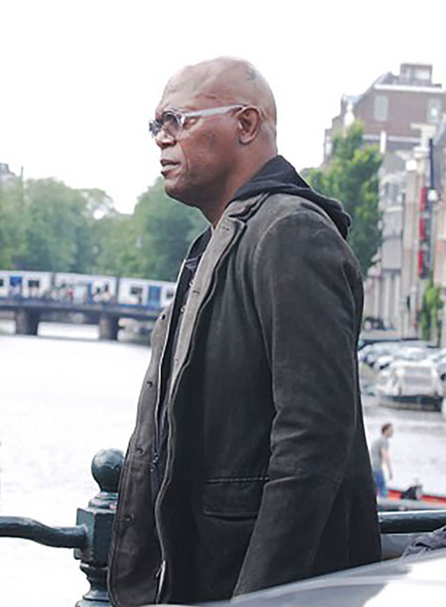 Darius Kincaid The Hitman’s Bodyguard Black Leather Blazer