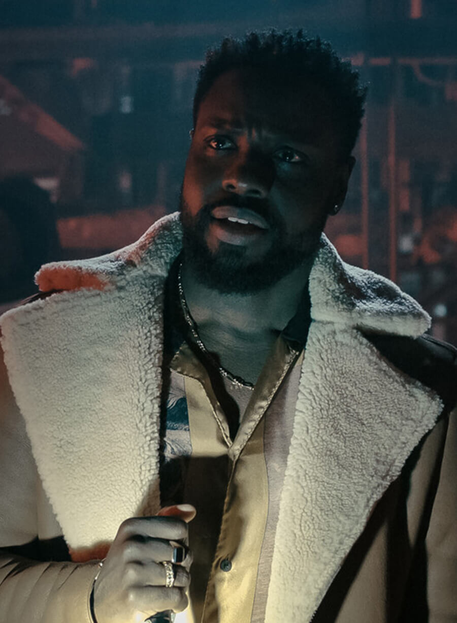 Dark Matter 2024 Leighton Vance Brown Shearling Leather Jacket