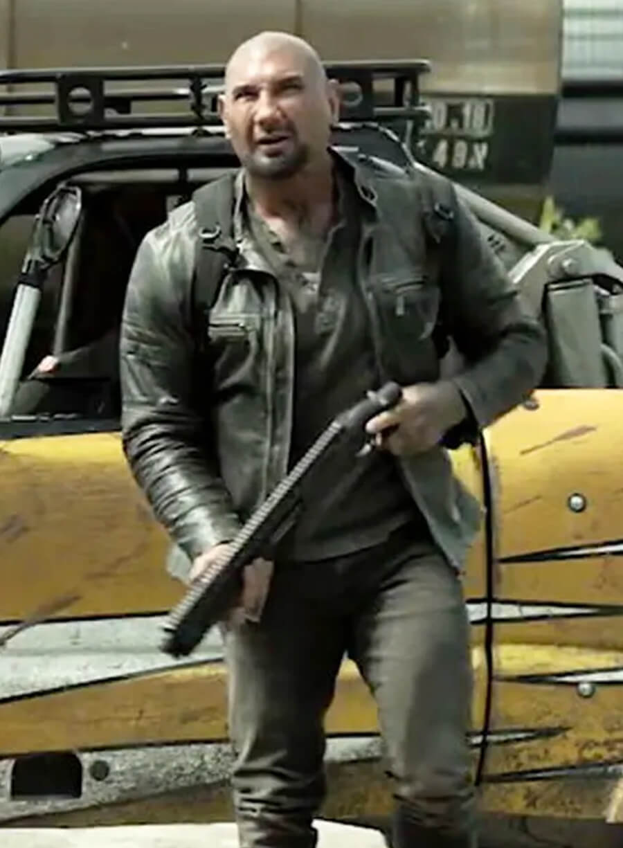 Dave Bautista Afterburn 2025 Black Leather Jacket