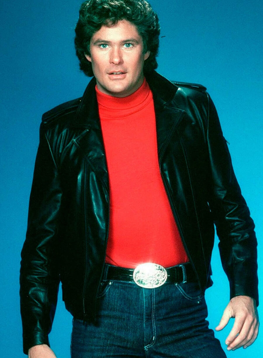David Hasselhoff Knight Rider Black Leather Jacket