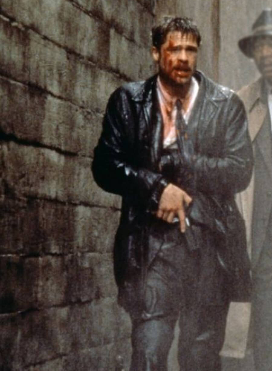 David Mills Seven Black Leather Trench Coat