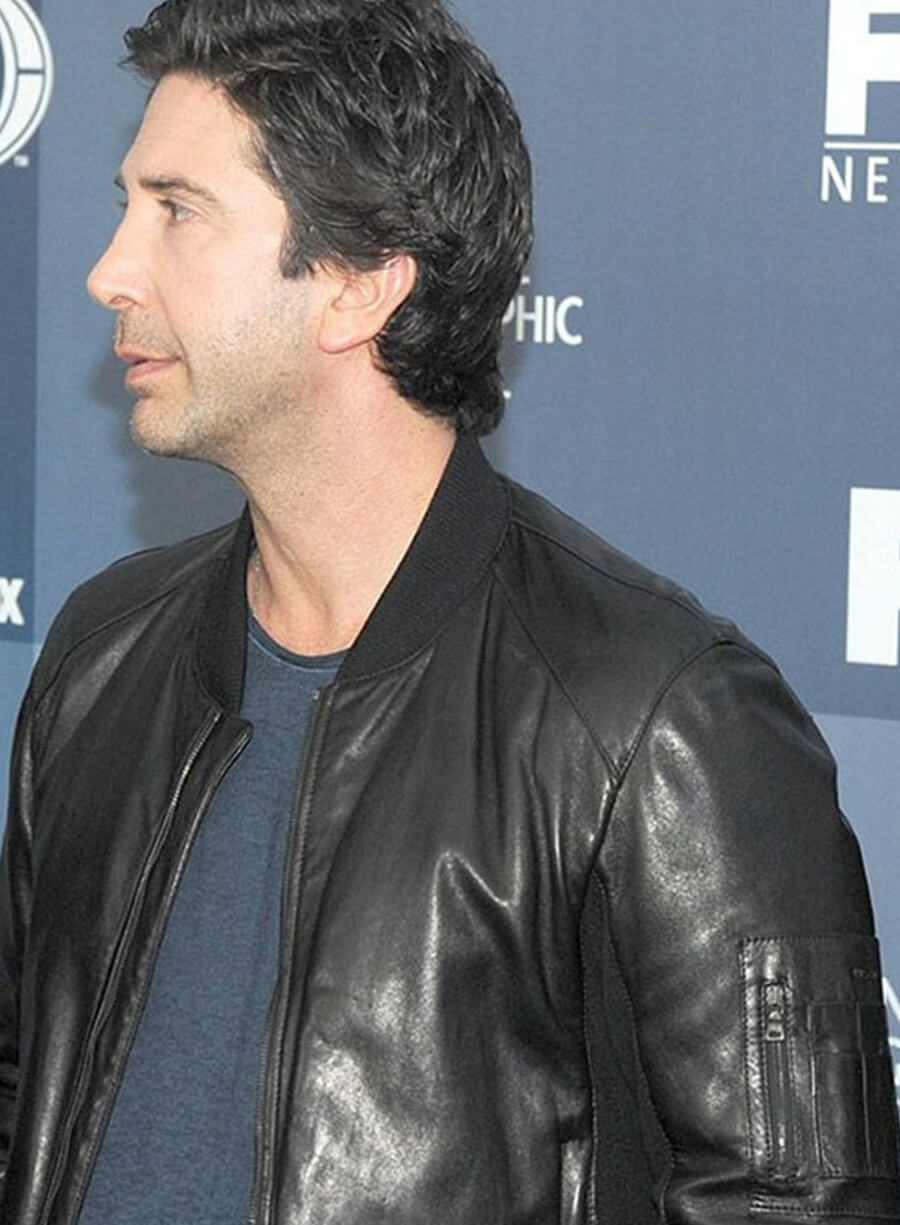 David Schwimmer Black Bomber Leather Jacket