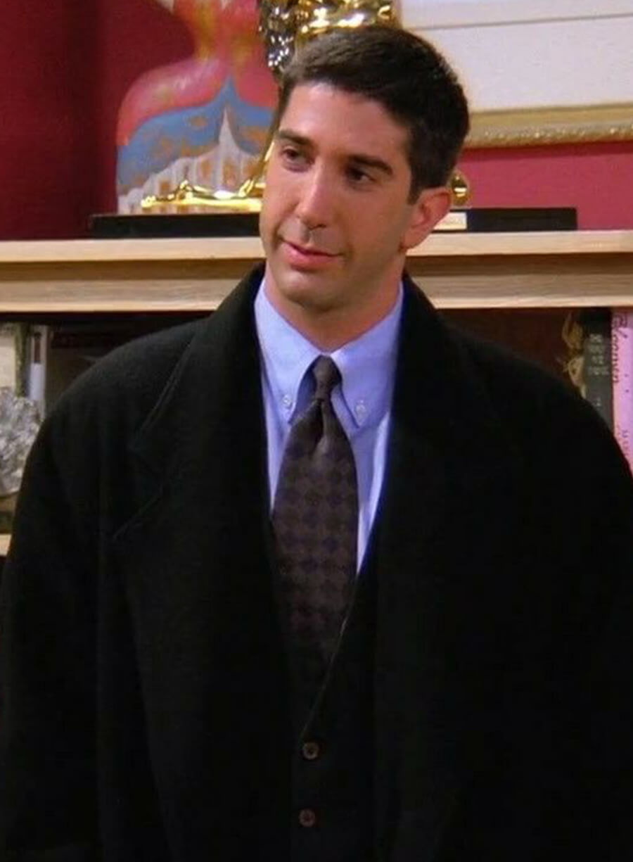 David Schwimmer Friends Black Wool Coat