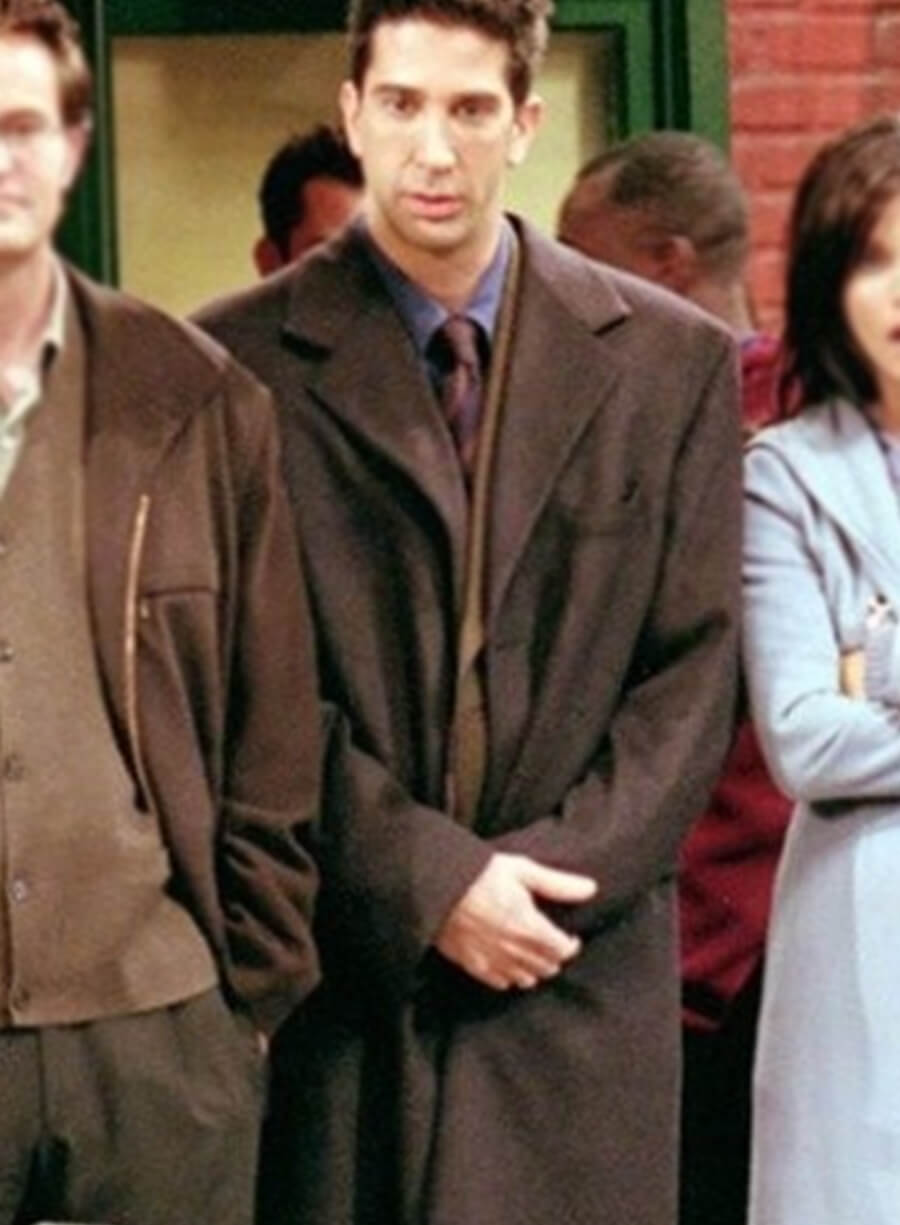 David Schwimmer Friends Brown Wool Coat