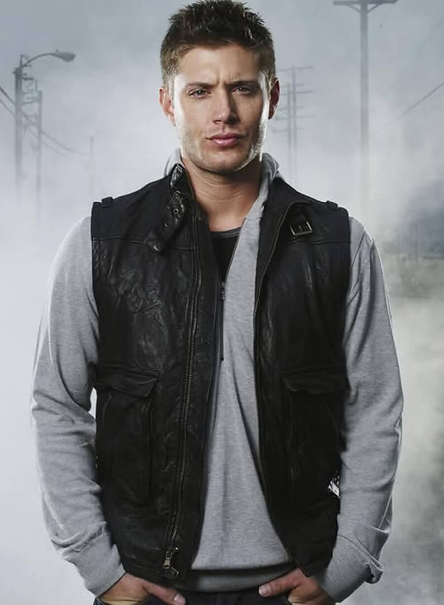 Dean Winchester Supernatural Black Leather Vest