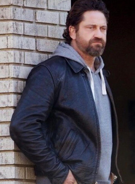 Den of Thieves 2 Gerard Butler Black Leather Jacket