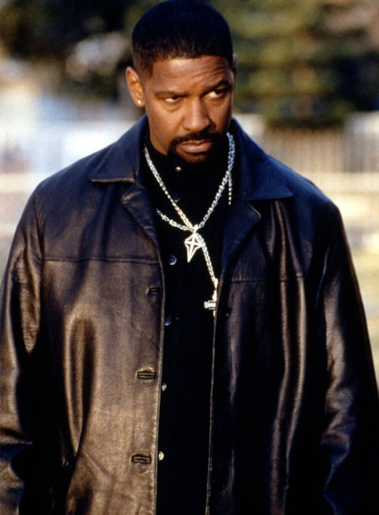 Denzel Washington Training Day Black Leather Coat