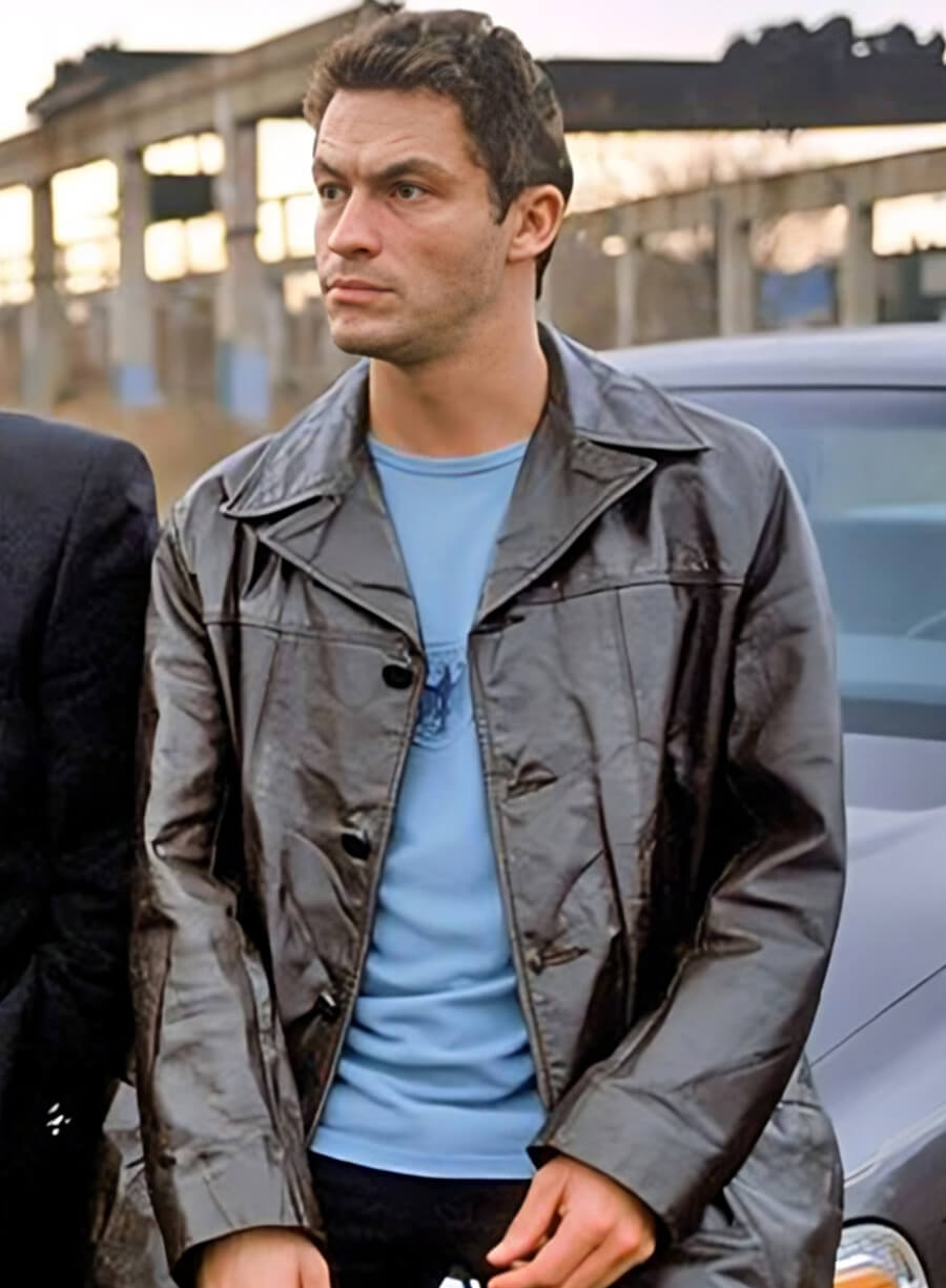 Dominic West The Wire Brown Leather Coat