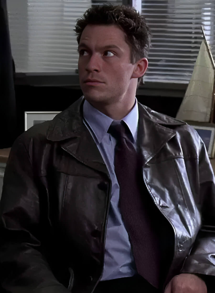 Dominic West The Wire Brown Leather Coat