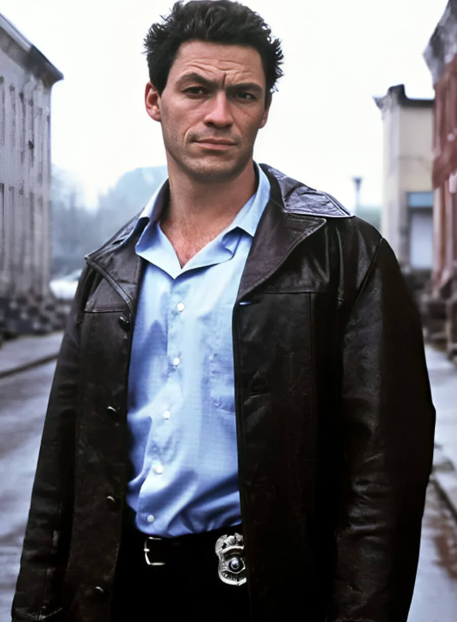 Dominic West The Wire Brown Leather Coat
