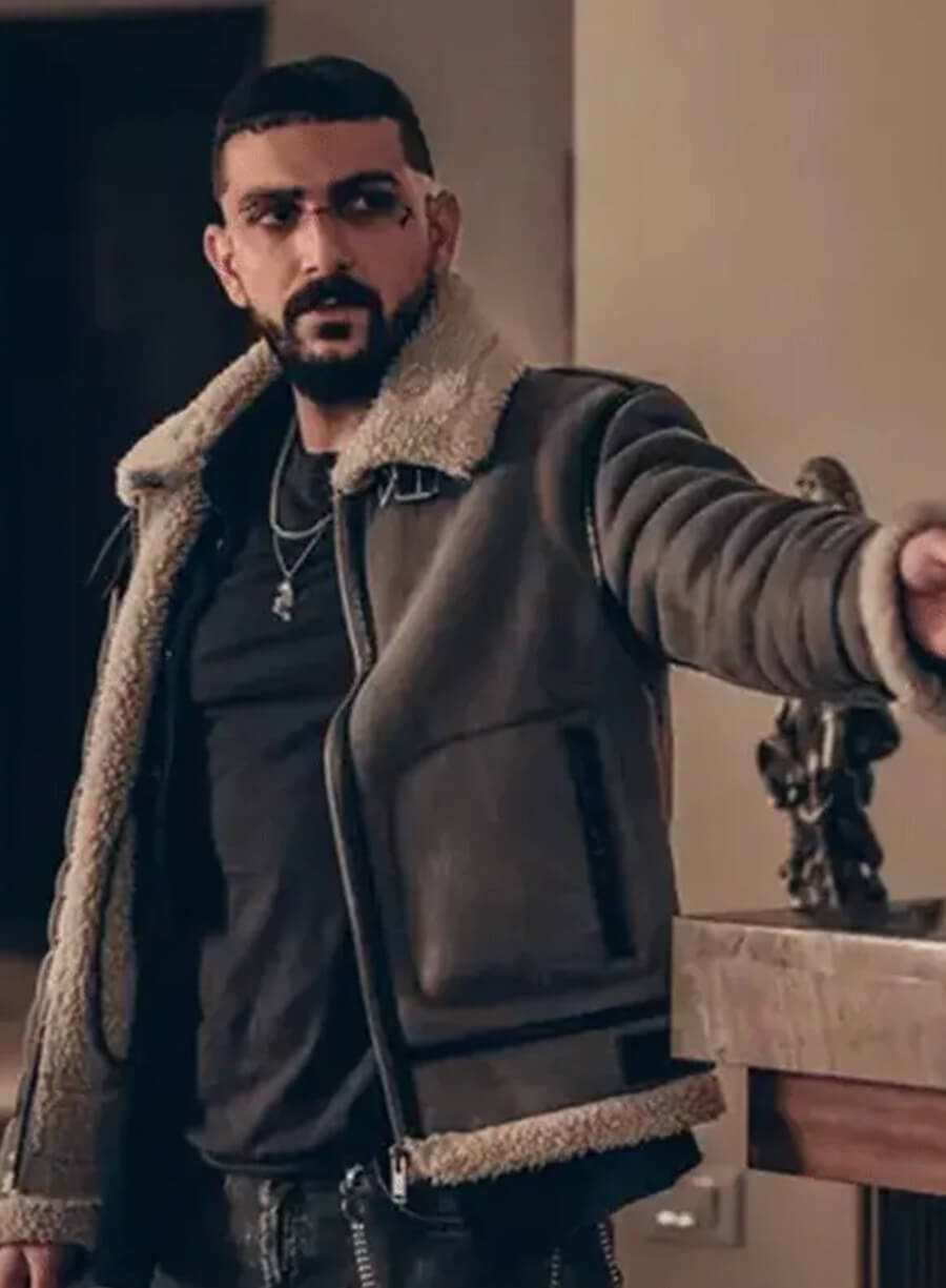 Dracu Negrescu Subteran Grey Leather Shearling Jacket
