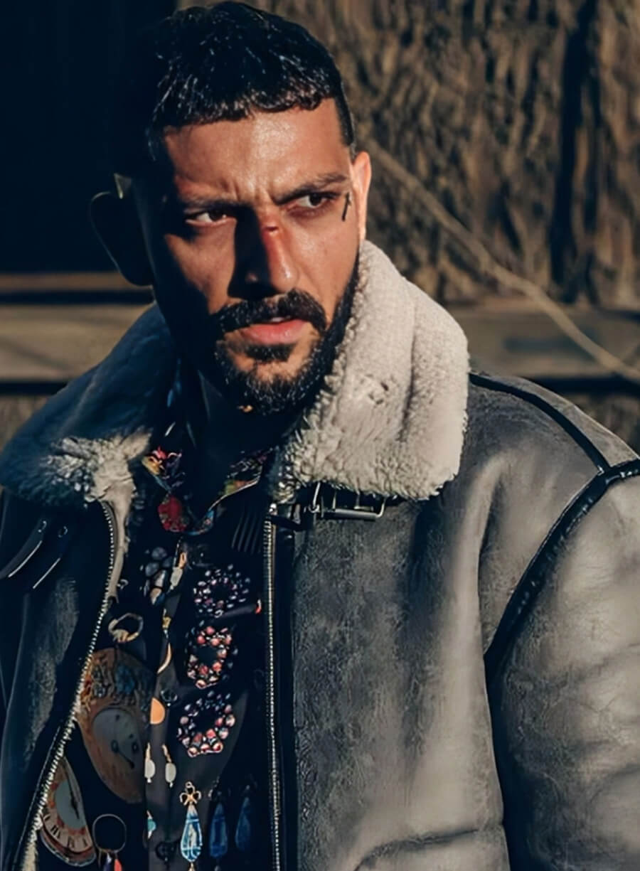 Dracu Negrescu Subteran Grey Leather Shearling Jacket