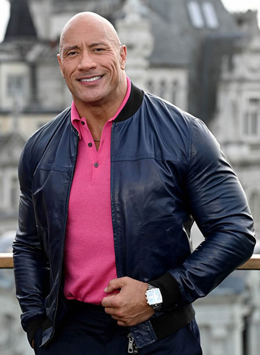 Dwayne Johnson Black Leather Jacket